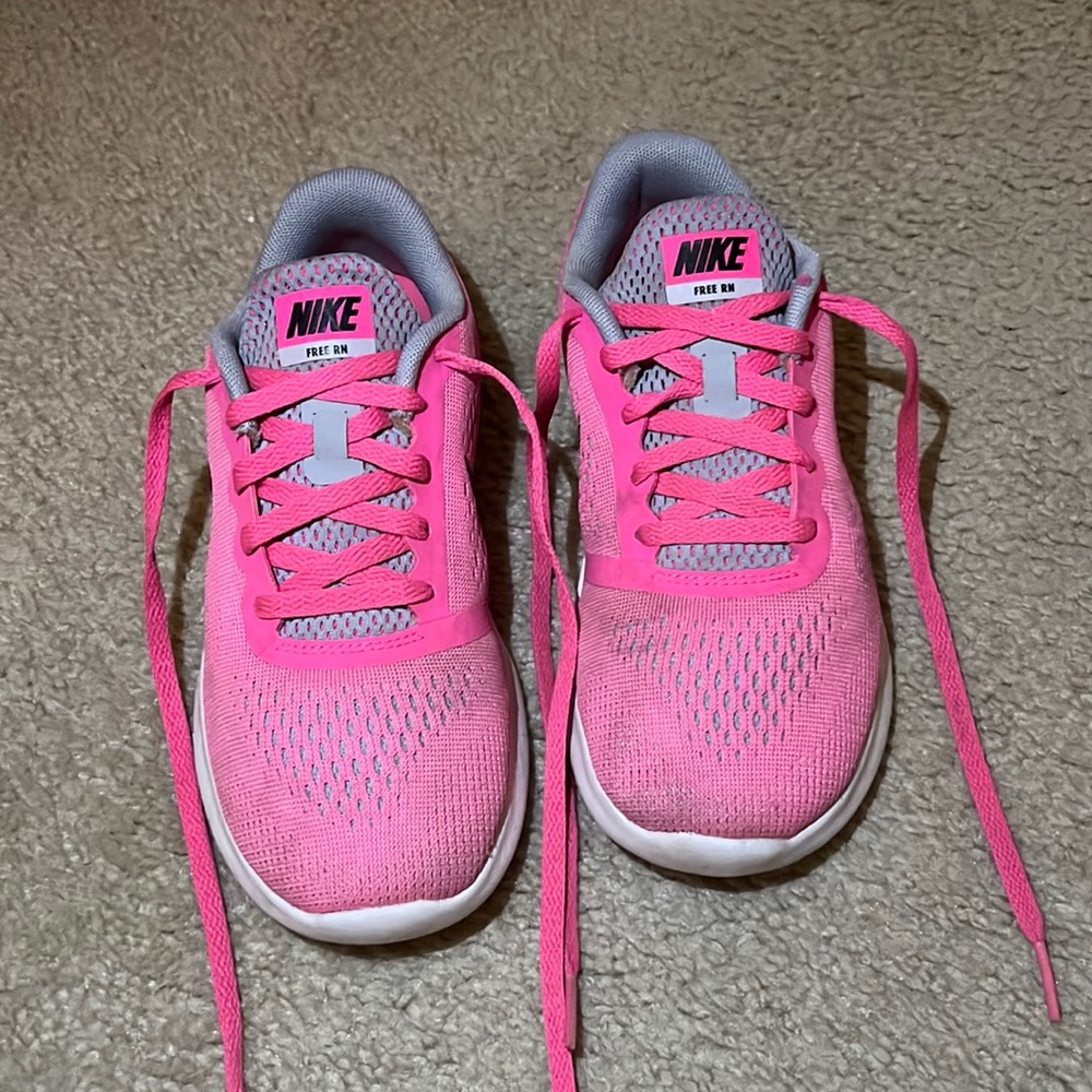 Cute pink and gray kids Nike sneakers!